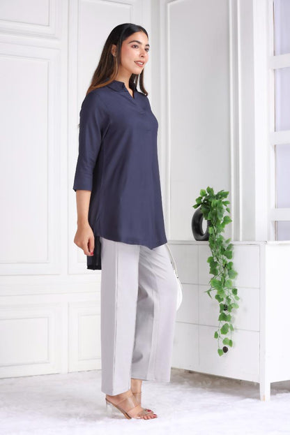Dark grey rayon flare top [ Premium 100% Rayon, Liva Certified ]