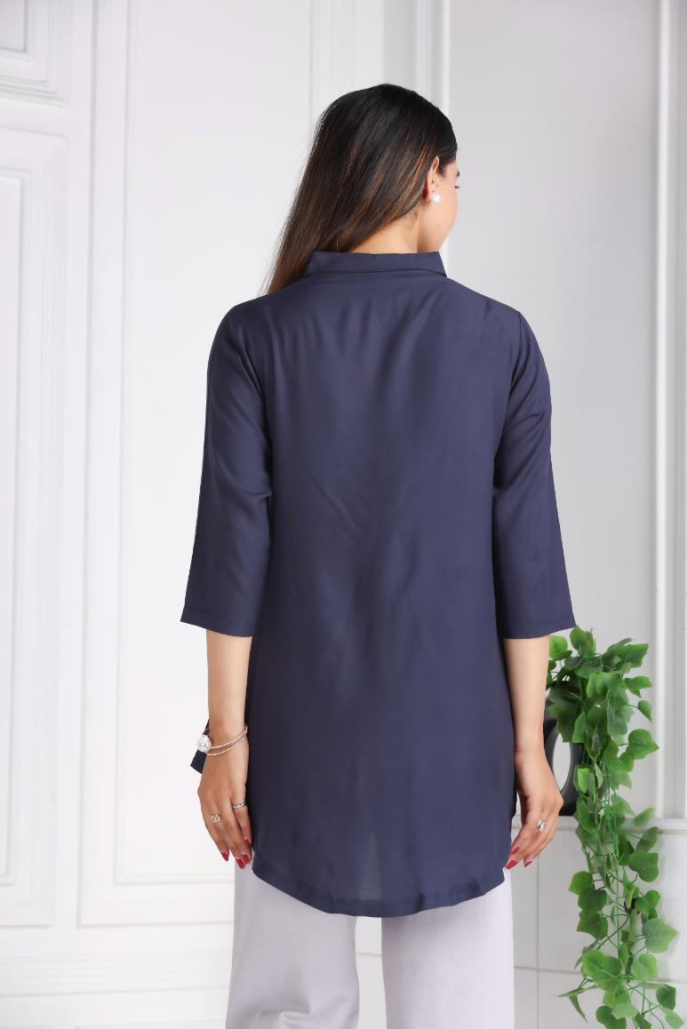 Dark grey rayon flare top [ Premium 100% Rayon, Liva Certified ]