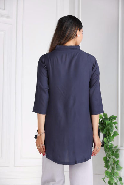 Dark grey rayon flare top [ Premium 100% Rayon, Liva Certified ]
