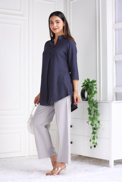 Dark grey rayon flare top [ Premium 100% Rayon, Liva Certified ]