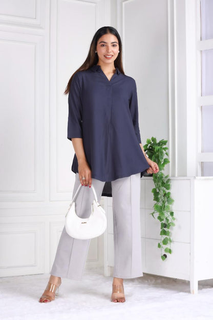 Dark grey rayon flare top [ Premium 100% Rayon, Liva Certified ]
