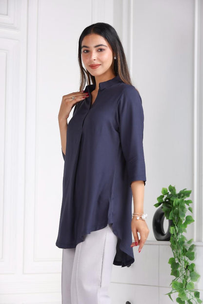 Dark grey rayon flare top [ Premium 100% Rayon, Liva Certified ]