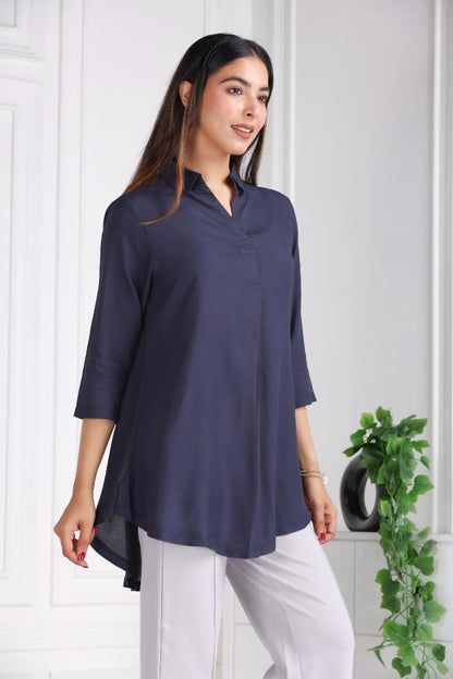 Dark grey rayon flare top [ Premium 100% Rayon, Liva Certified ]