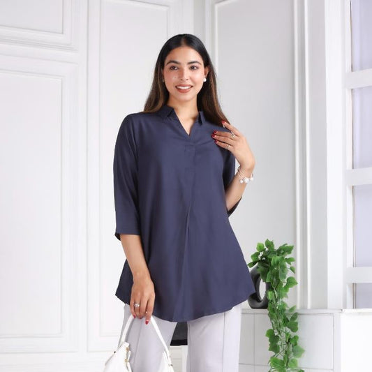 Dark grey rayon flare top [ Premium 100% Rayon, Liva Certified ]