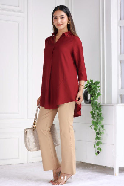 Dark maroon rayon flare top [ Premium 100% Rayon, Liva Certified ]