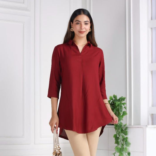 Dark maroon rayon flare top [ Premium 100% Rayon, Liva Certified ]