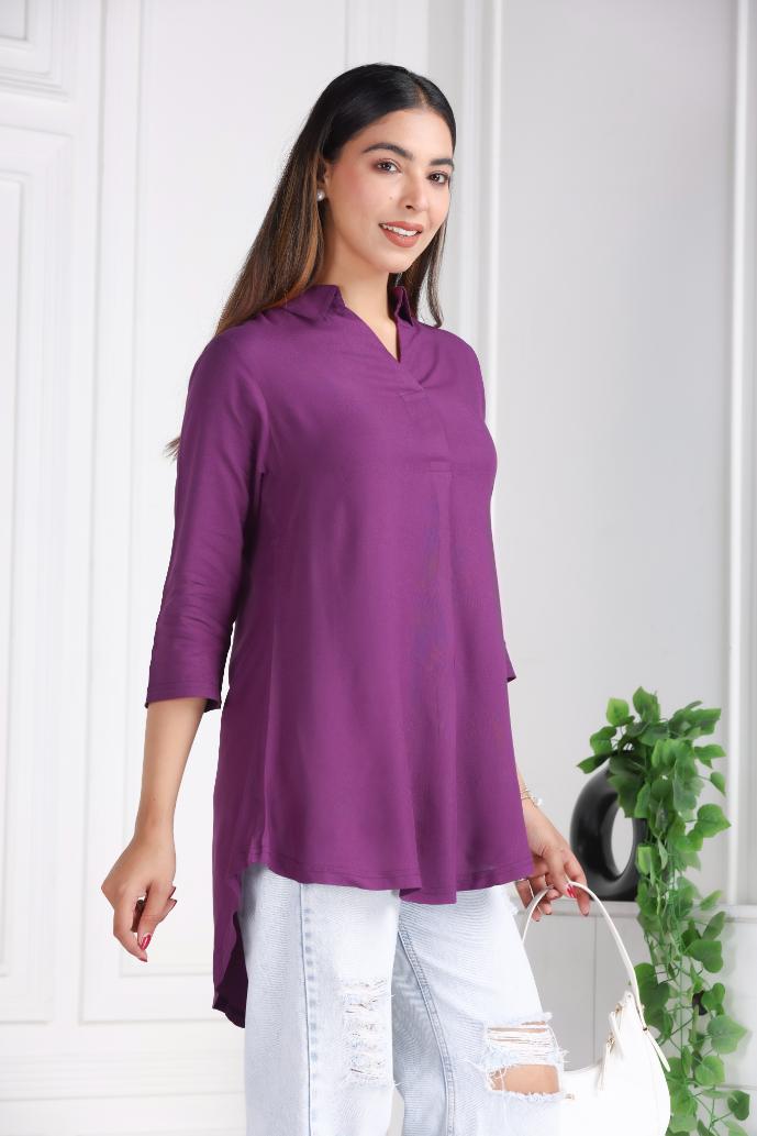 Dark purple rayon flare top [ Premium 100% Rayon, Liva Certified ]