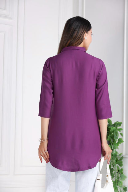 Dark purple rayon flare top [ Premium 100% Rayon, Liva Certified ]