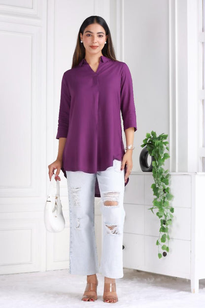 Dark purple rayon flare top [ Premium 100% Rayon, Liva Certified ]