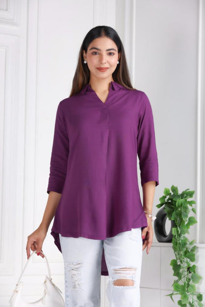 Dark purple rayon flare top [ Premium 100% Rayon, Liva Certified ]