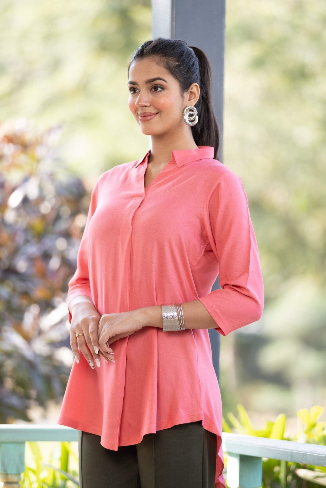 Georgia peach rayon flare top [ Premium 100% Rayon, Liva Certified ]