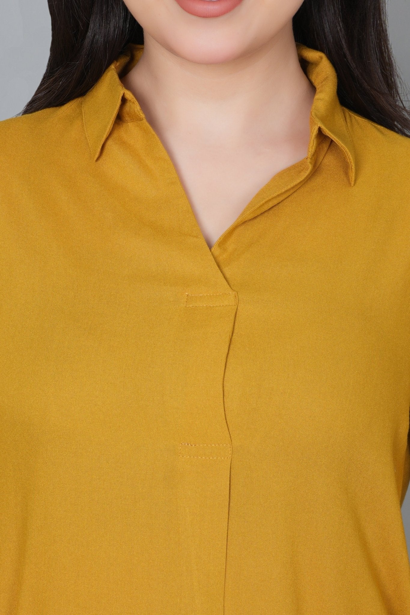 Honey mustard rayon flare top [ 100% Rayon, Liva Certified ]