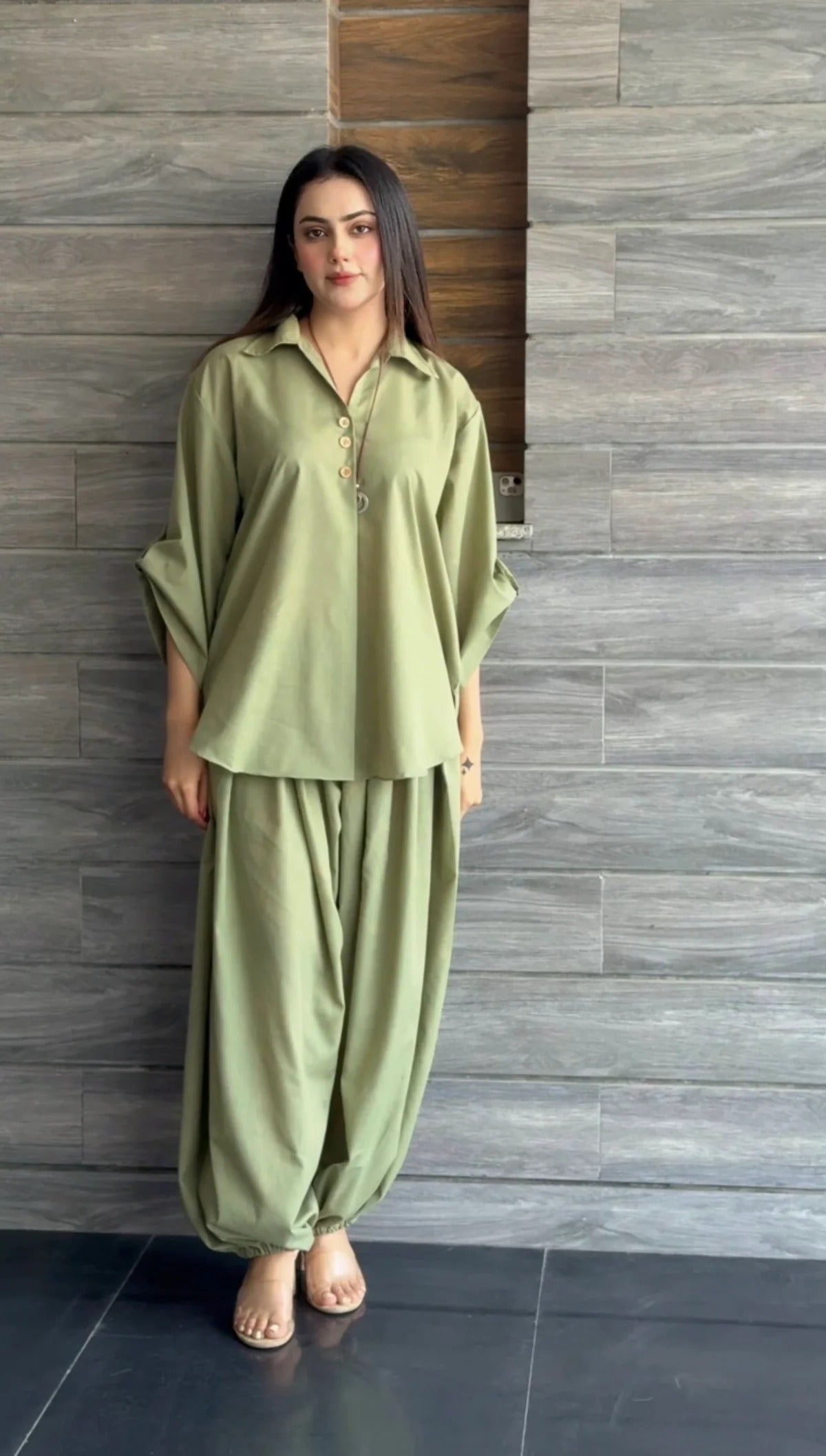 Ira Rayon Co-ord Set for Women | Relaxed Fit Shirt Top with Draped Pants
