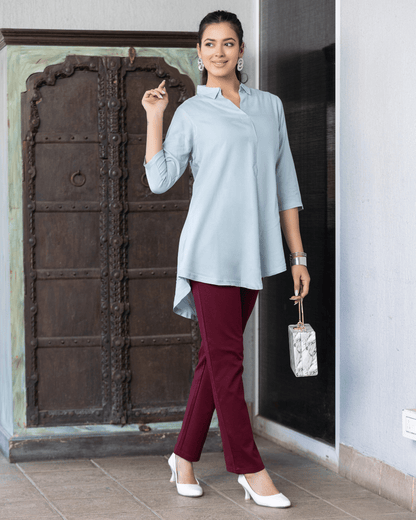 Light grey rayon flare top [ Premium 100% Rayon, Liva Certified ]