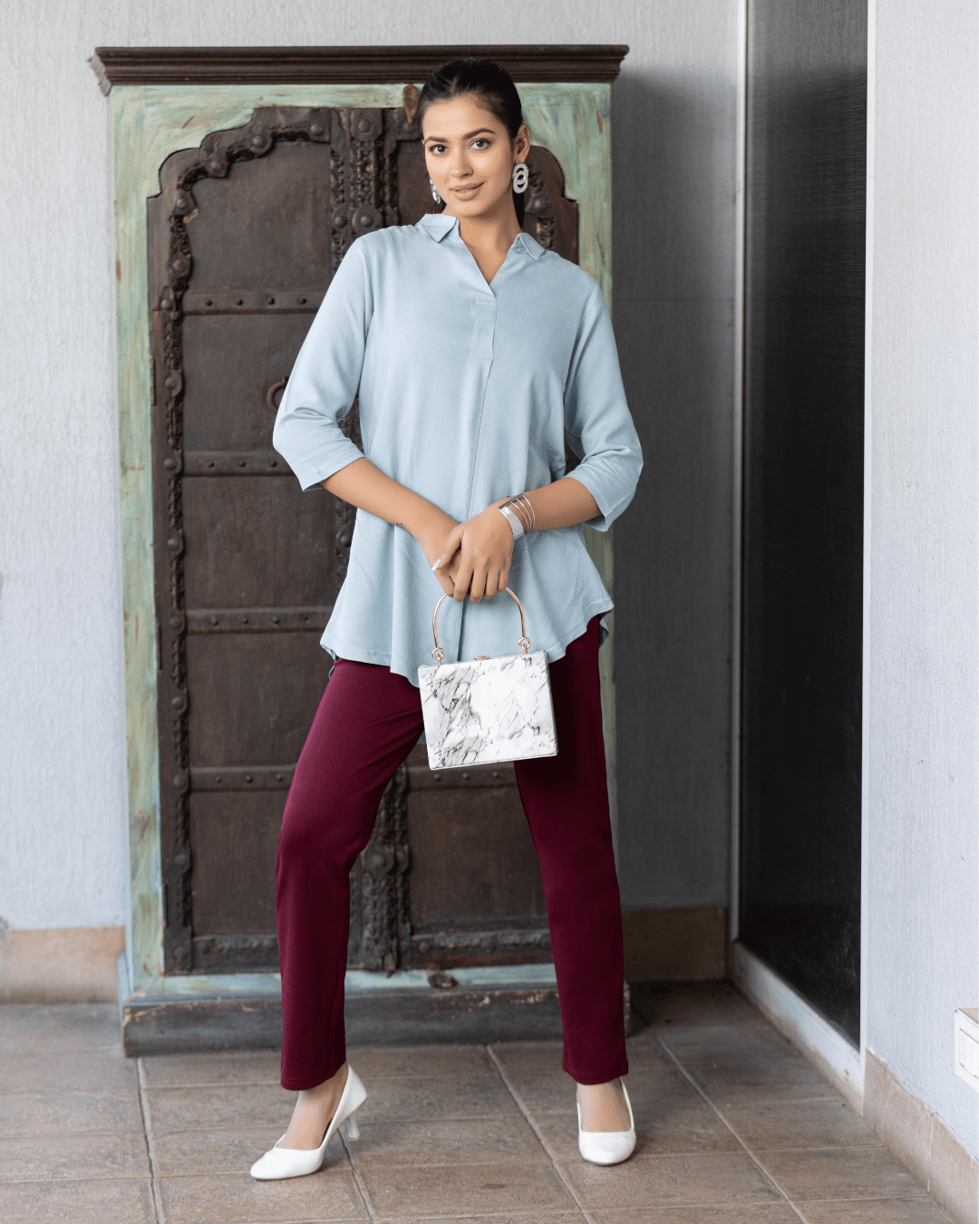 Light grey rayon flare top [ Premium 100% Rayon, Liva Certified ]