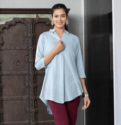 Light grey rayon flare top [ Premium 100% Rayon, Liva Certified ]