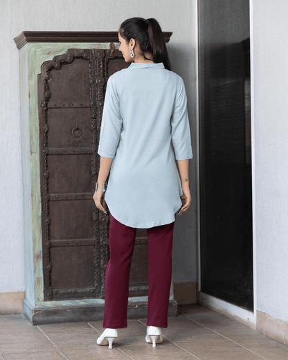 Light grey rayon flare top [ Premium 100% Rayon, Liva Certified ]