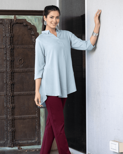 Light grey rayon flare top [ Premium 100% Rayon, Liva Certified ]