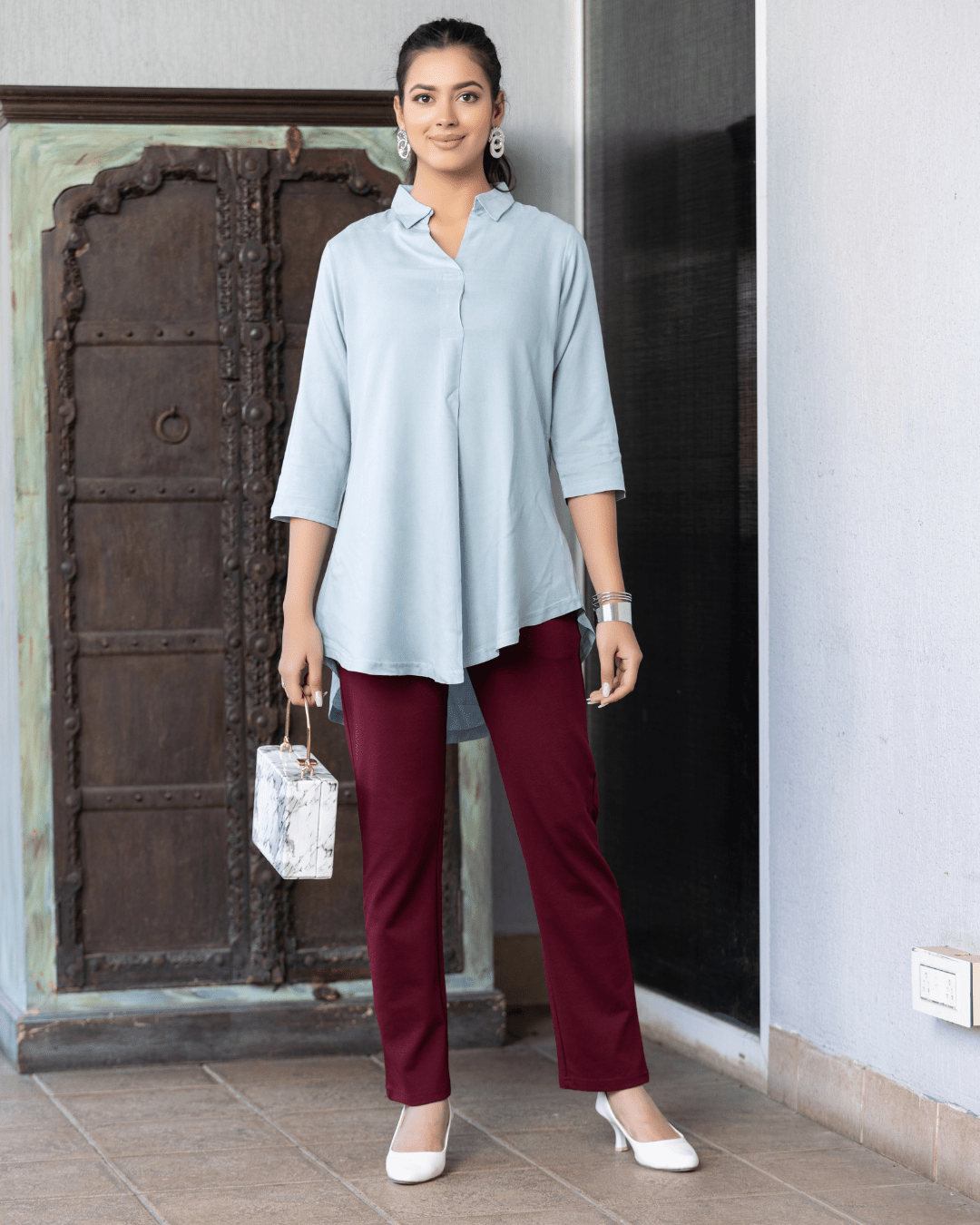Light grey rayon flare top [ Premium 100% Rayon, Liva Certified ]
