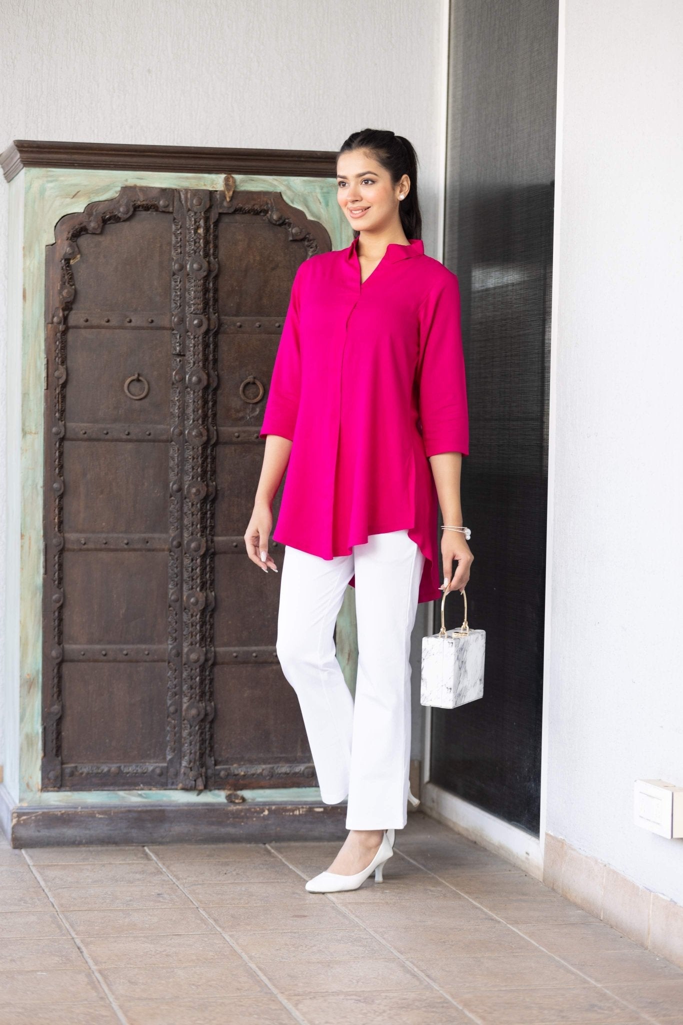 Magenta rayon flare top [ 100% Rayon, Liva Certified ]
