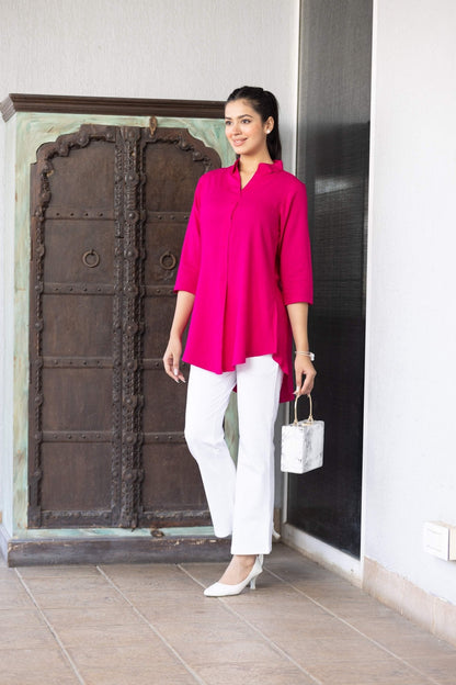 Magenta rayon flare top [ 100% Rayon, Liva Certified ]