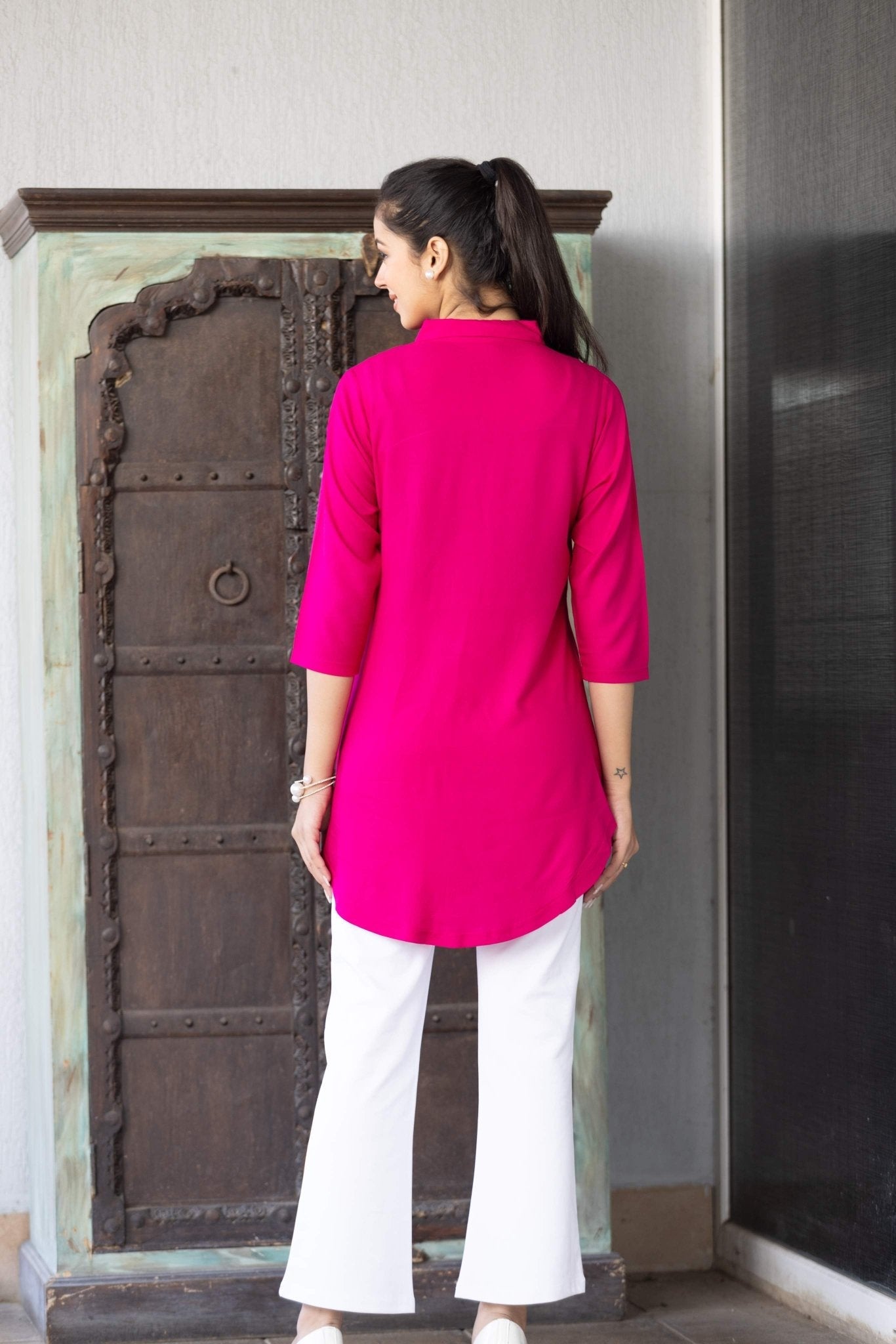 Magenta rayon flare top [ 100% Rayon, Liva Certified ]