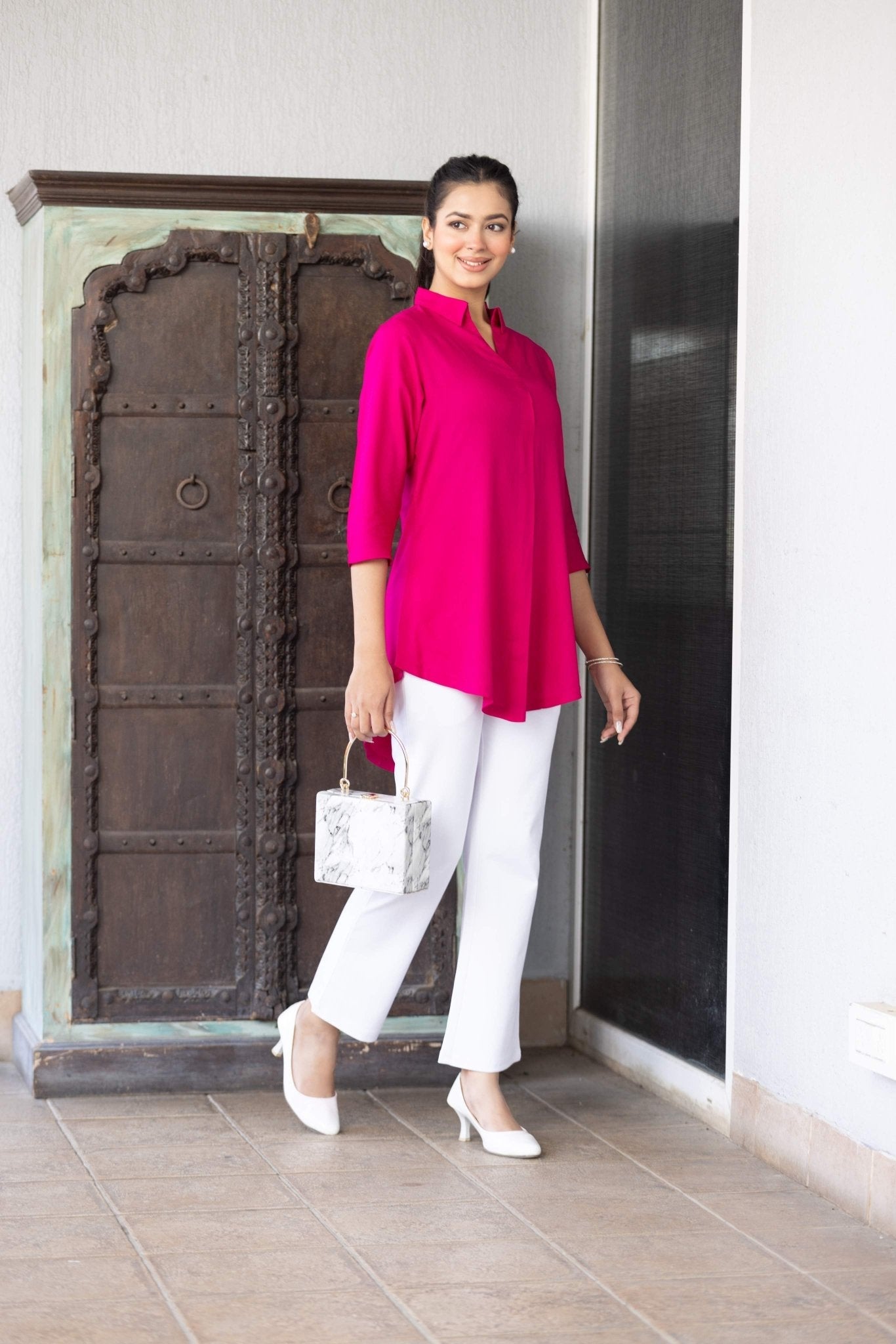 Magenta rayon flare top [ 100% Rayon, Liva Certified ]