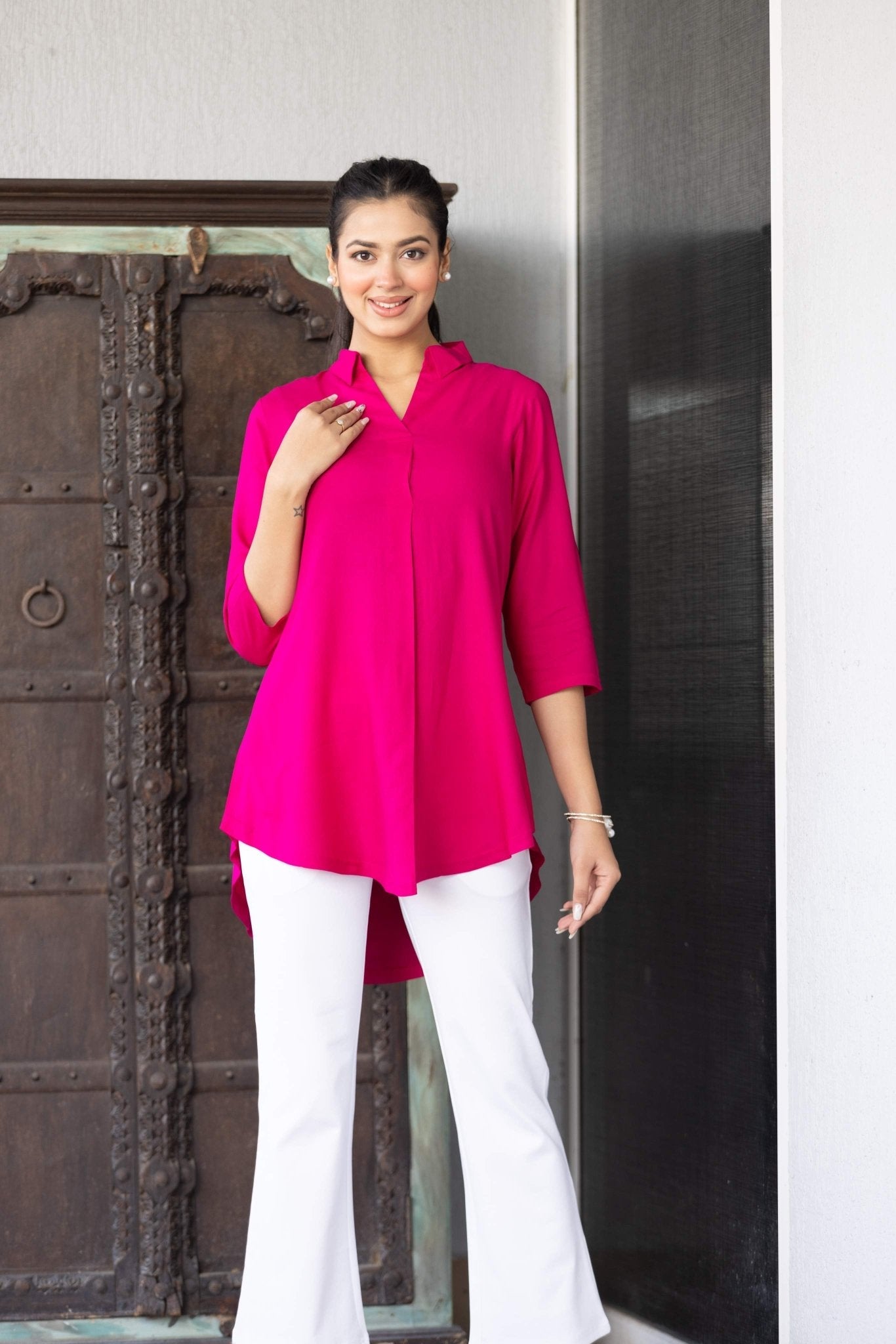 Magenta rayon flare top [ 100% Rayon, Liva Certified ]