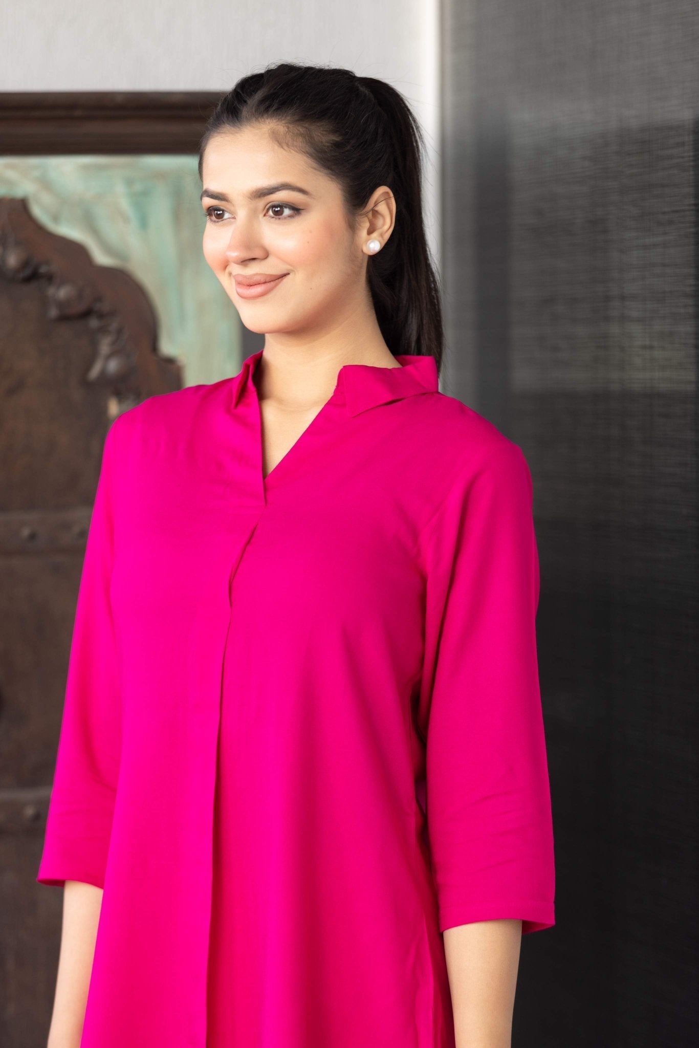 Magenta rayon flare top [ 100% Rayon, Liva Certified ]