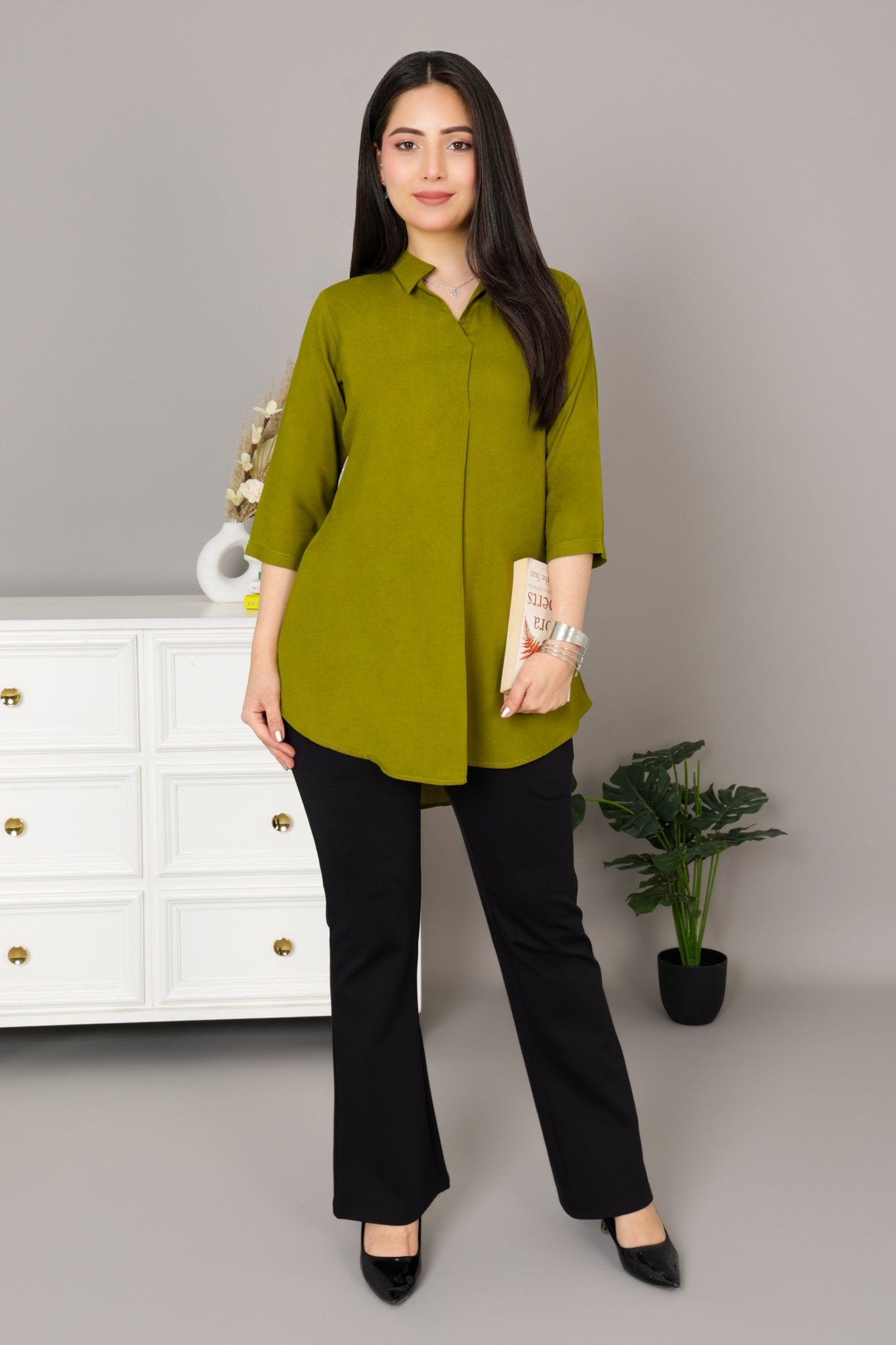 Mehndi rayon flare top [ Premium 100% Rayon, Liva Certified ]