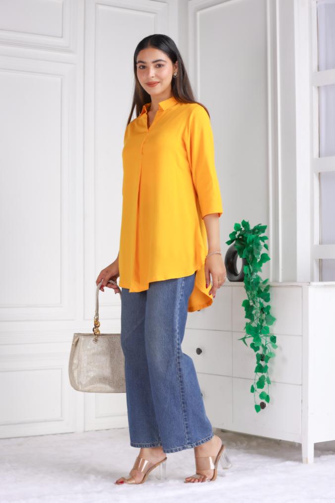 Mustard rayon flare top [ Premium 100% Rayon, Liva Certified ]