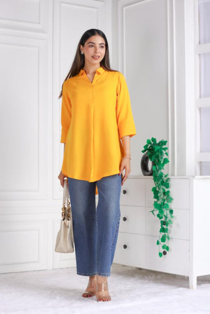 Mustard rayon flare top [ Premium 100% Rayon, Liva Certified ]
