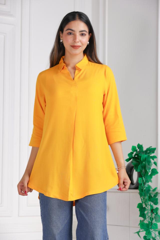 Mustard rayon flare top [ Premium 100% Rayon, Liva Certified ]