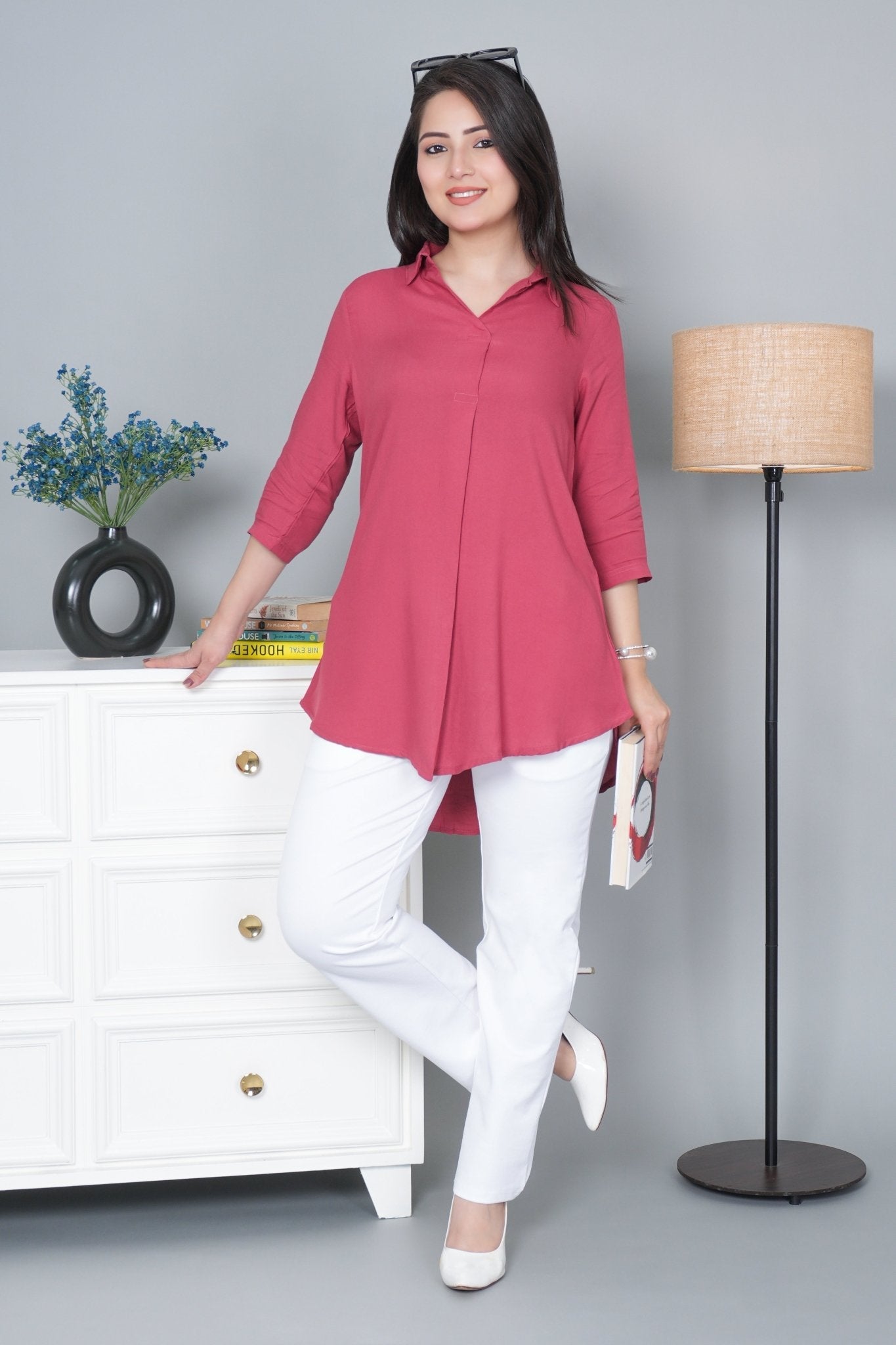 Rose rayon flare top [ 100% Rayon, Liva Certified ]