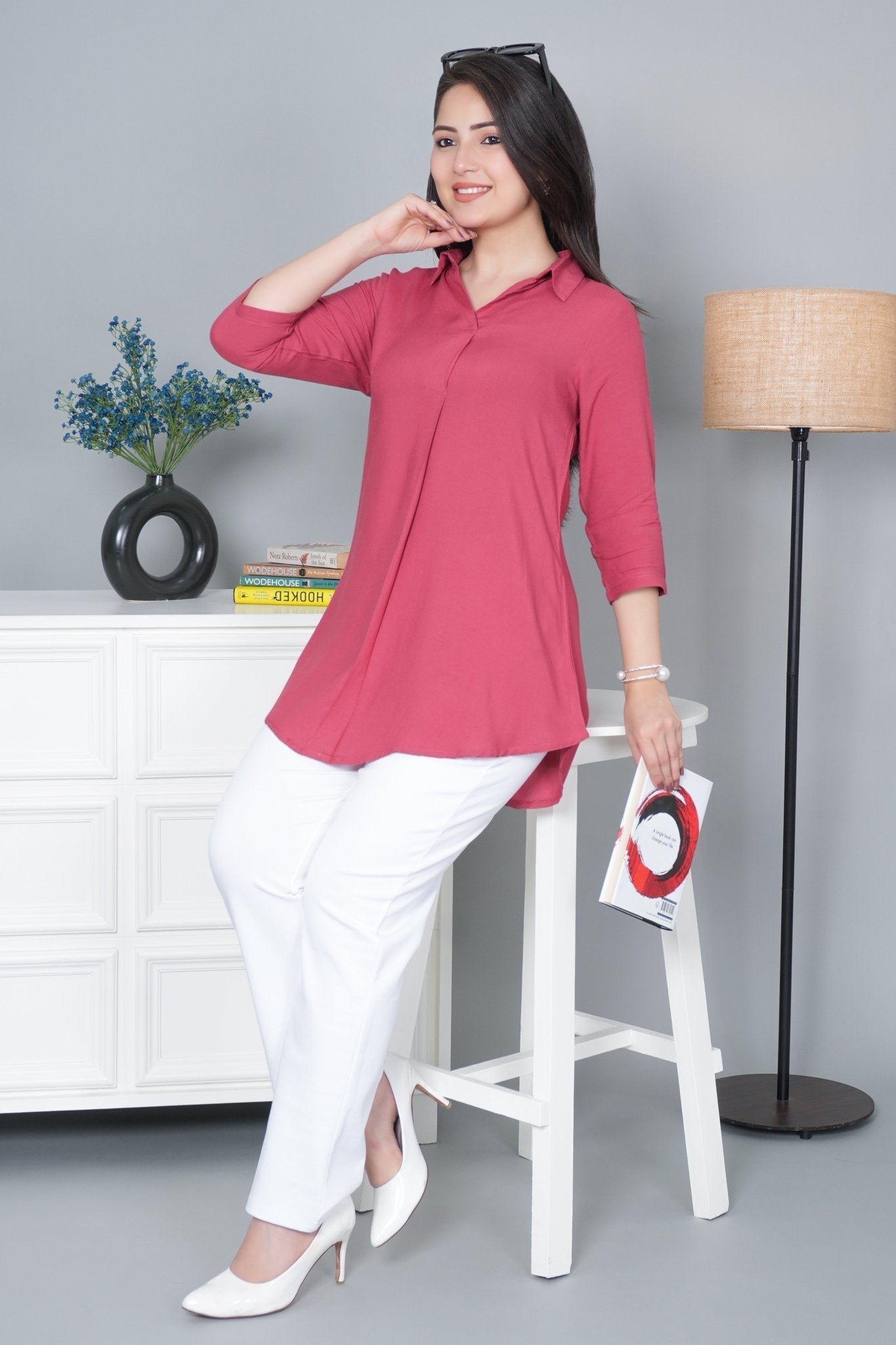 Rose rayon flare top [ 100% Rayon, Liva Certified ]