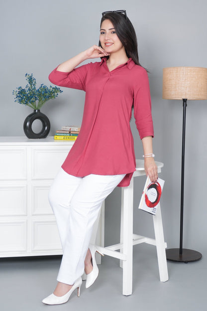 Rose rayon flare top [ 100% Rayon, Liva Certified ]