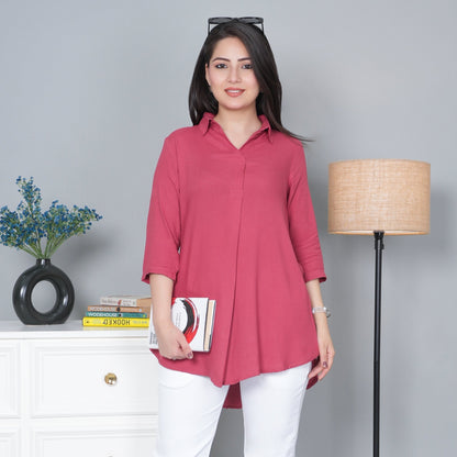 Rose rayon flare top [ 100% Rayon, Liva Certified ]