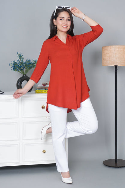 Rust rayon flare top [ Premium 100% Rayon, Liva Certified ]