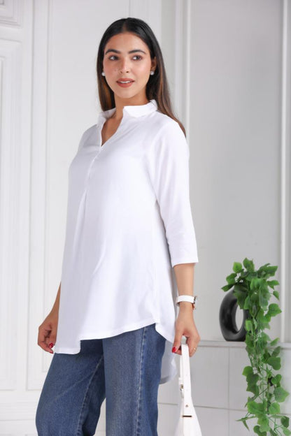 White rayon flare top [ 100% Rayon, Liva Certified ]