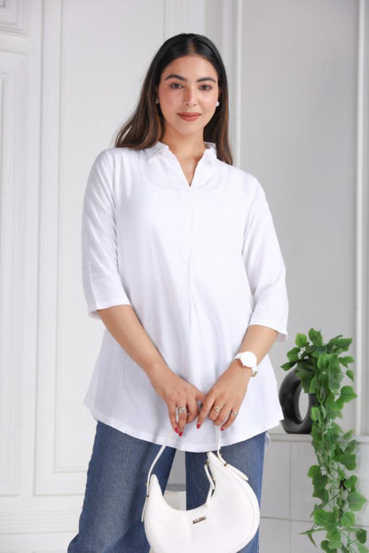White rayon flare top [ 100% Rayon, Liva Certified ]