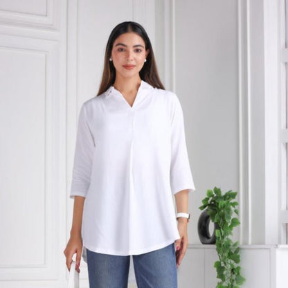 White rayon flare top [ 100% Rayon, Liva Certified ]