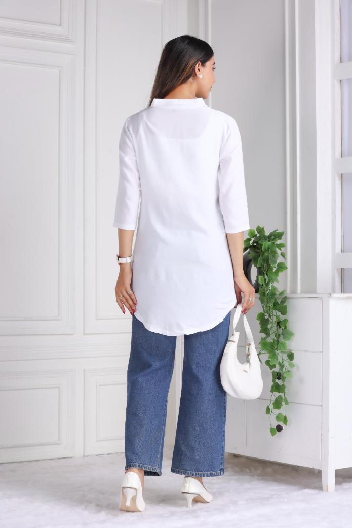 White rayon flare top [ 100% Rayon, Liva Certified ]